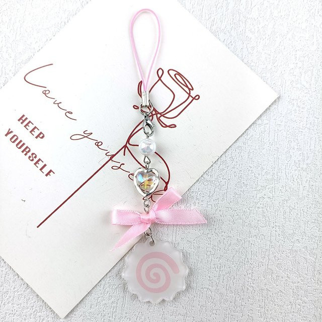 Y2K Handy Lanyard mit Herz- und Fisch-Motiv für iPhone, kurzes Telefon-Hängeseil in Weiß oder Pink - Bild 1
