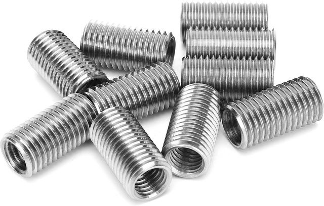 10er Set Reparatur-Mutter Gewindeschlitze aus Edelstahl mit M12 Weiblich und M16 Männlich Reduzierhülse in Silber - Bild 1