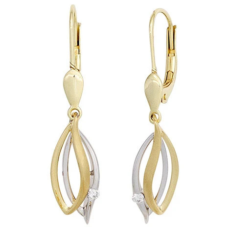 Colfem Ohrhänger 585 Gelbgold, Weißgold, bicolor, 2 Diamanten - Bild 1