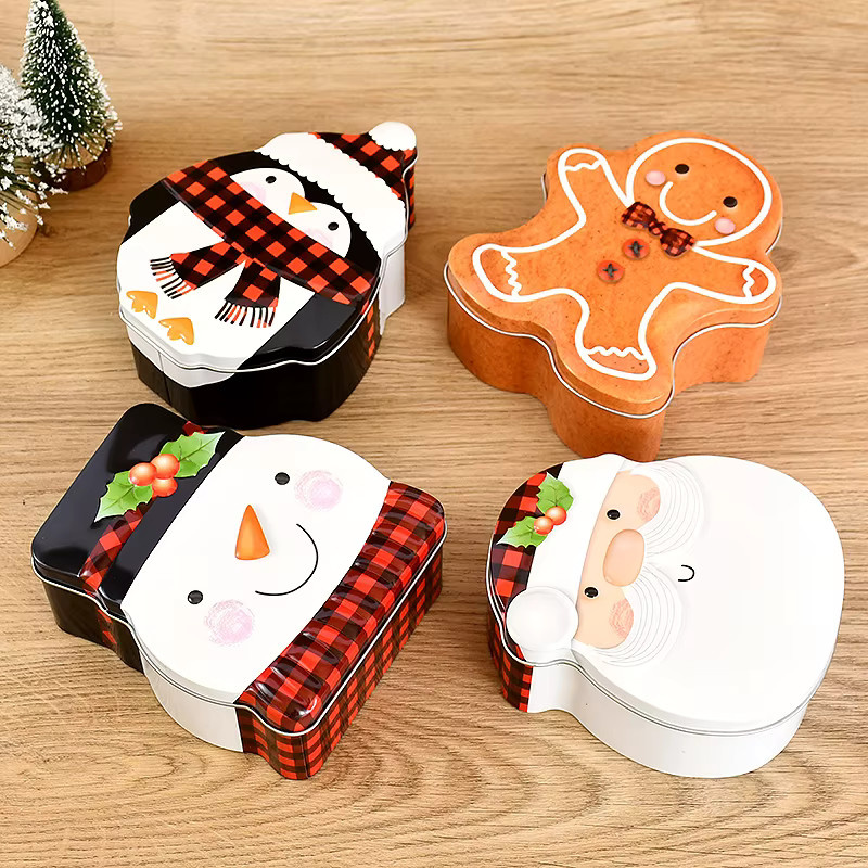 ZQNYCY Weihnachts Eisenbox mit Santa, Schneemann und Pinguin Motiv in Multicolour für deine Weihnachtsdekoration und Geschenkverpackung - Bild 3