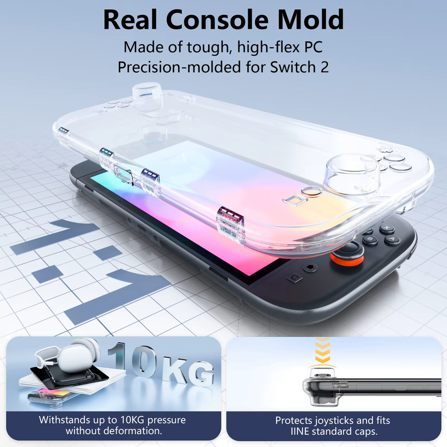 IINE Tragbarer PC-Aufbewahrungskoffer für Switch 2 mit Magnetverschluss und Joystick-Schutz, spritzwassergeschützt und leicht - Bild 3