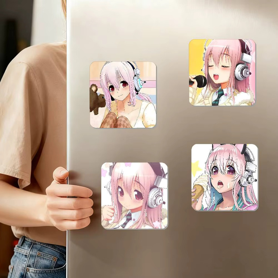 Kreativer Anime A-Super Sonico Kühlschrankmagnet in Multicolour als quadratischer magnetischer Aufkleber - Bild 4