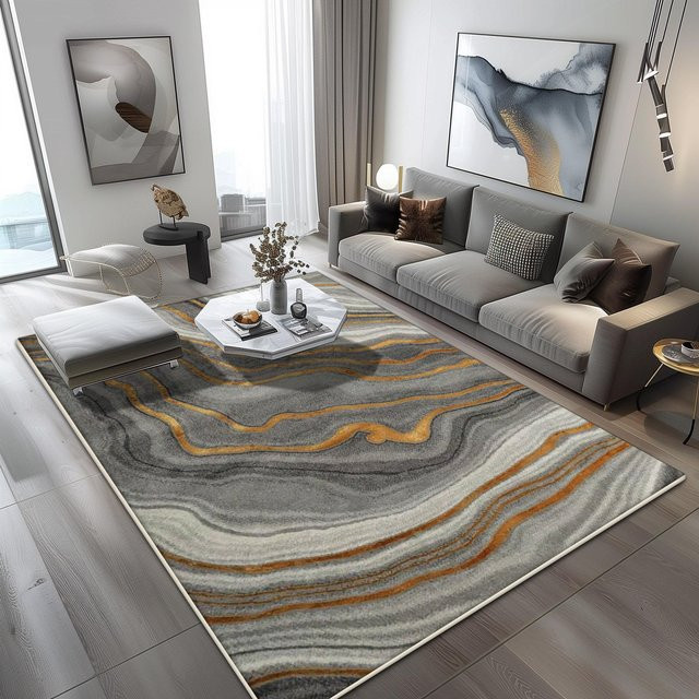 Karpetti Wohnzimmerteppich Modern Abstrakt Grau Rutschfest und Waschbar B: 200 cm, T: 300 cm - Bild 1