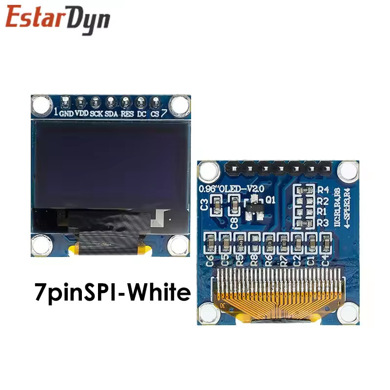 Estardyn OLED-Display SSD1306 12864 LCD-Bildschirmplatine 0,96 Zoll IIC SPI Seriell 7/4-Pin in Weiß/Blau/Gelb - Bild 2