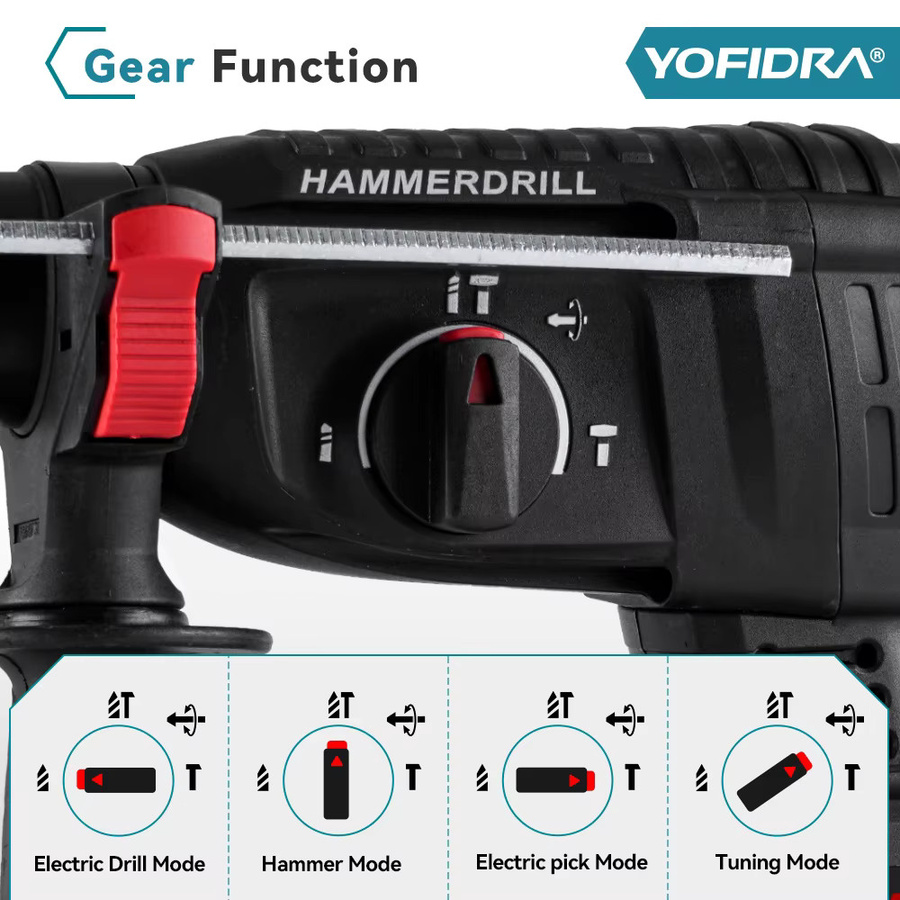 YOFIDRA Bürstenlose elektrische Schlagbohrmaschine Multifunktions Schlaghammer Cordless in Schwarz für Makita LXT Akkus - Bild 4