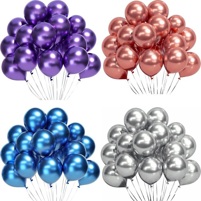 Surpsea Metall Luftballons in Chrome Silver, Blue, Rose Gold und Purple für Geburtstag, Hochzeit, Baby Shower oder Abschlussfeier - Bild 1