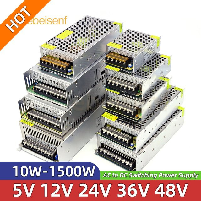 Lebeisenf AC zu DC Niederspannungs-Konverter Schaltnetzteil in Aluminium-Gehäuse, Farbe: Silber - Bild 1