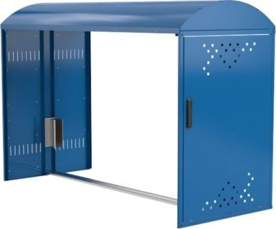 Anbausatz ohne Seitenwand für Fahrradgarage BikeBox 1 mit Bogendach, WSM, Enzianblau RAL 5010 - Bild 1
