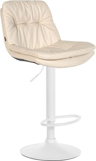 DELUKE Barhocker MITUN in Creme Weiß, höhenverstellbarer Barstuhl aus Kunstleder mit Lehne und 360 Grad Drehbarkeit, B/T/H: 46 x 54 x 92 cm - Bild 1