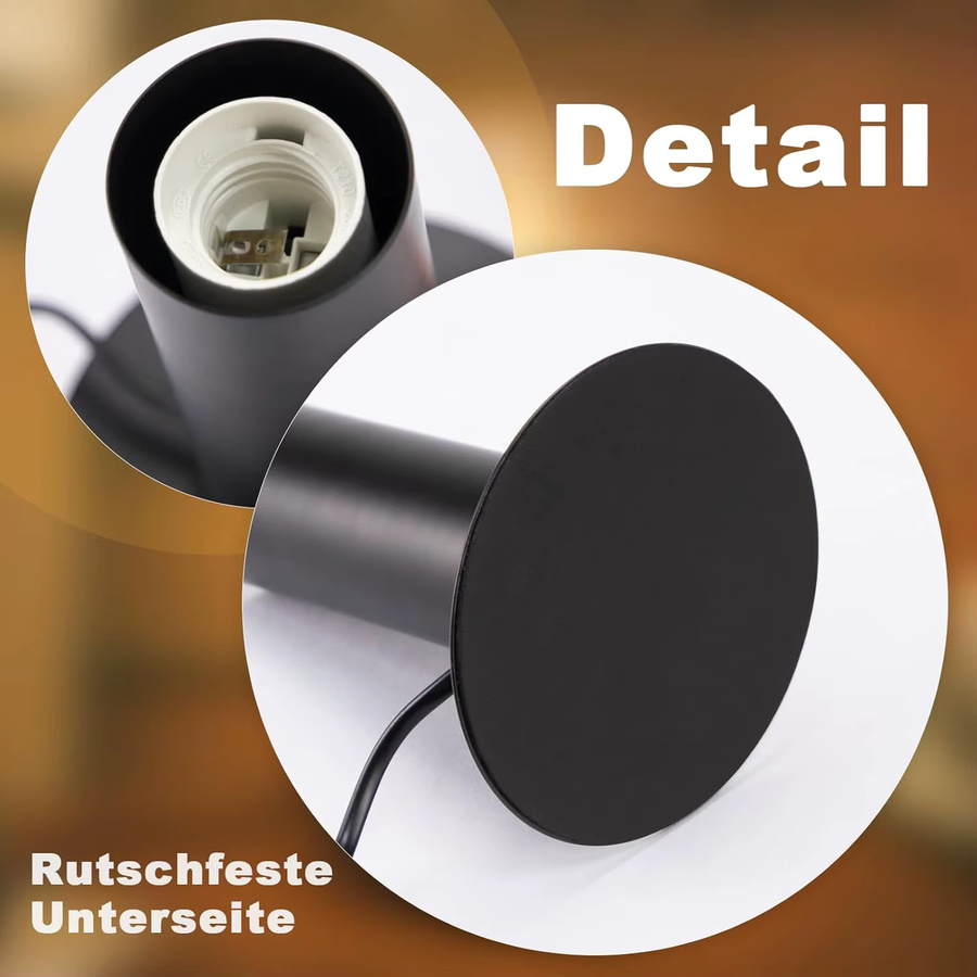 Vintage Tischlampe im Industriestil Schwarz mit E27 Fassung und Schalter für Wohnzimmer und Schlafzimmer - Bild 2