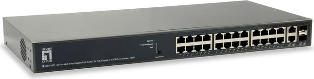Level One GEP-2651 Web Smart Gigabit PoE Switch mit 26 Ports und 24 PoE Outputs, Schwarz - Bild 1