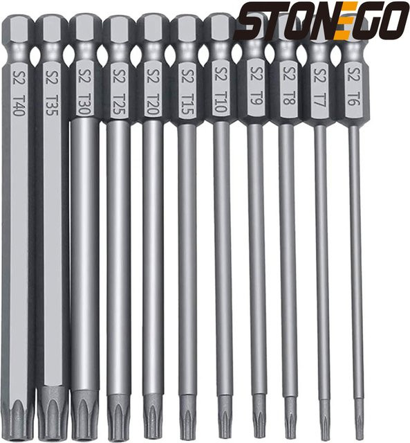 STONEGO Torx-Schraubendreher-Bit-Set aus S2-Stahl mit magnetischem 1/4 Zoll Sechskantschaft und 7,6 cm Länge - Bild 1