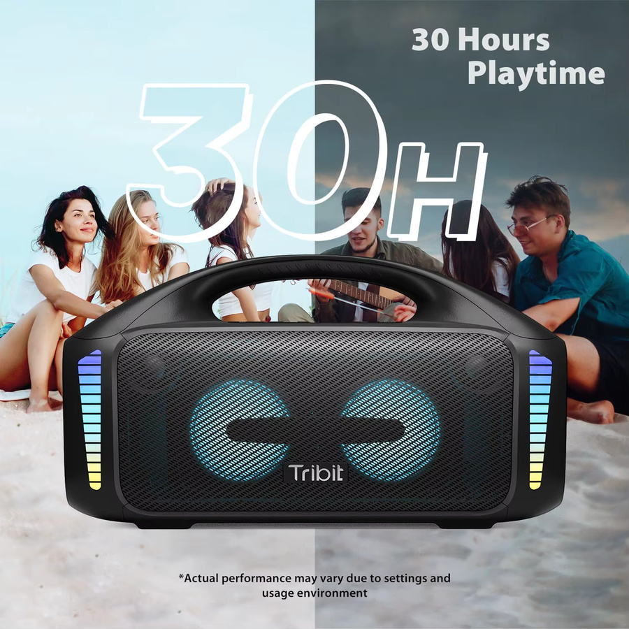 Tribit StormBox Blast Kabelloser Bluetooth-Lautsprecher mit 90 W Stereo-Sound, XBass LED-Lichtshow und IPX7 Wasserdichtigkeit in Schwarz - Bild 4
