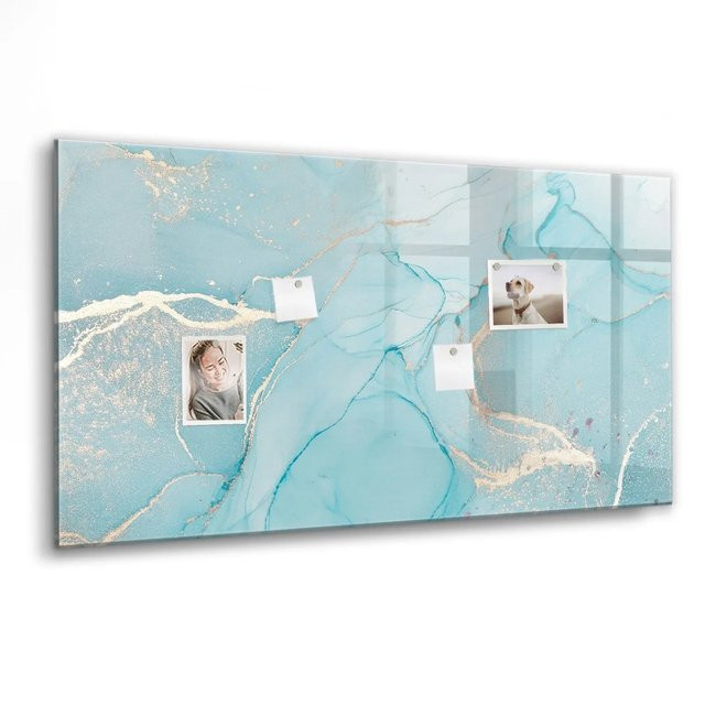 Tulup Glasmagnettafel in Marmor-Optik, beschreibbare Magnettafel aus Glas für die Wand, B/H: 120 x 60 cm - Bild 1