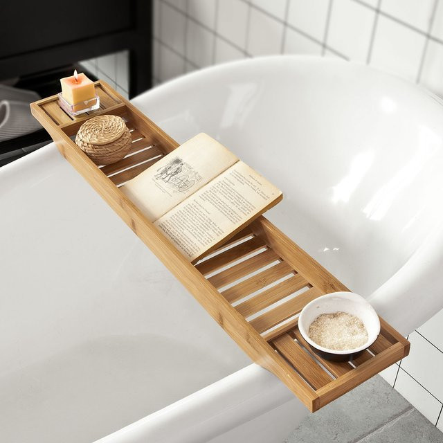 SoBuy Badewannenablage FRG212-N aus Bambus in Braun, Breite: 80 cm - Bild 1