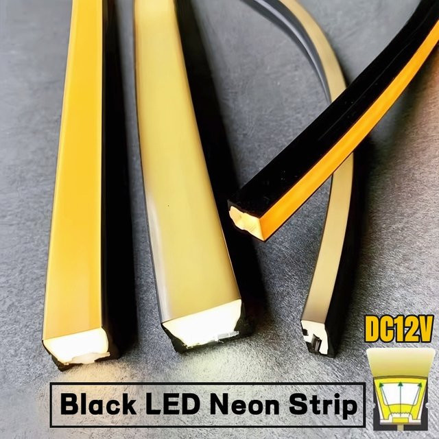 Khelse LED-Neonlicht Silikonschlauch in Schwarz, flexibler Diffusorkanal für DC12 V, wasserdicht für Wand, Decke und Streifenlicht, 1–5 m - Bild 1