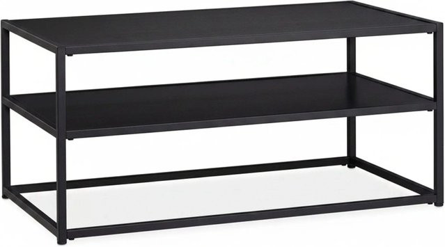 Relaxdays Couchtisch in Schwarz mit Ablage aus MDF und Metall im modernen Design, B/T/H: 90 x 42 x 50 cm - Bild 1