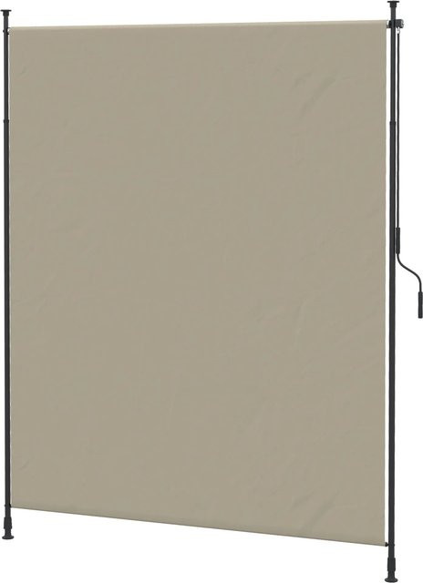 Furnicato Seitenmarkise sandfarben mit Handkurbel und Metallrahmen zur Montage ohne Bohren, Höhe: 215-305 cm, Breite: 200 cm - Bild 1