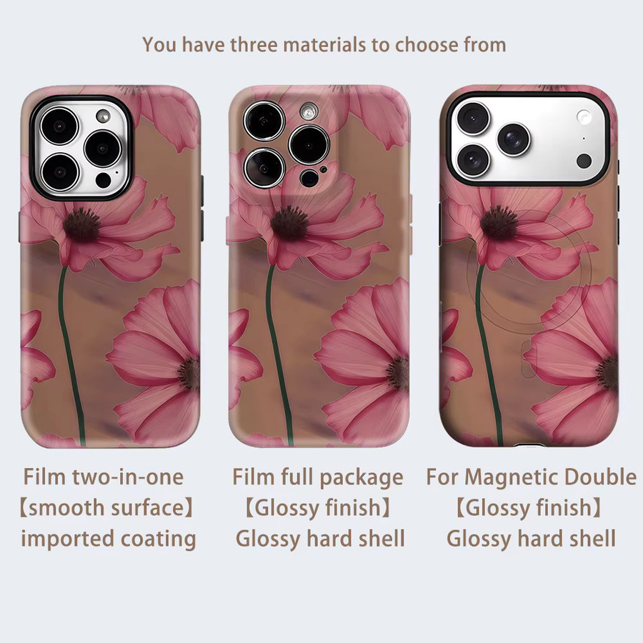 Potdemiel Blush Cosmos Bloom Handyhülle für iPhone 17 16 15 14 13 Pro Max Plus, robuste Einzel- und Doppelschicht-Schutzhülle, Farbe: Pink - Bild 2