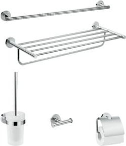 Hansgrohe Bad-Accessoire-Set Logis Uni, 5-teilig, Messing, Farbe: Silber - Bild 1