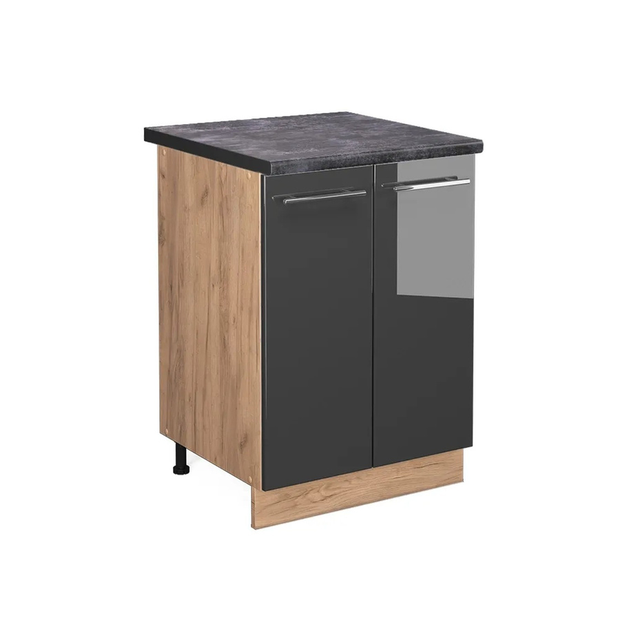 Vicco Küchenunterschrank Fame-Line in Anthrazit Hochglanz und Goldkraft Eiche mit Soft-Close-Türen, Breite: 60 cm, Höhe: 82 cm, Tiefe: 60 cm - Bild 2