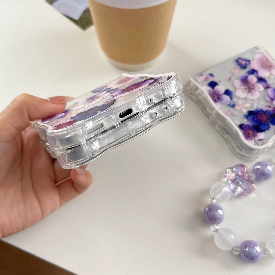 Stoßfeste Samsung Galaxy Z Flip Handyhülle mit Ölgemälde-Blumenmuster und Lanyard in Multicolour - Bild 6