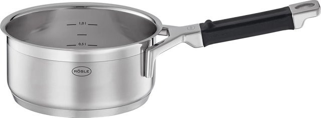 RÖSLE Stielkasserolle Silence PRO aus Edelstahl in Silber/Schwarz, Durchmesser: 16 cm - Bild 1