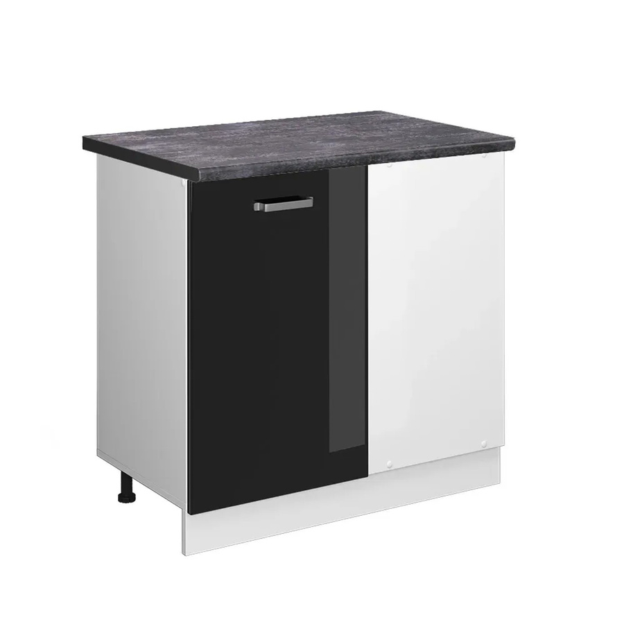 Vicco Eckunterschrank R-Line für die Küche, Hochglanz Schwarz/Weiß/Anthrazit, H: 86 cm, B: 60 cm, T: 76,7 cm - Bild 2