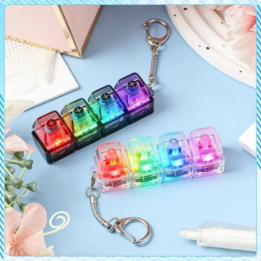 Amagi 4-Tasten-Fingertastatur-Schlüsselanhänger, RGB-Tastatur, Fidget-Spielzeug mit Lichtern - Bild 3