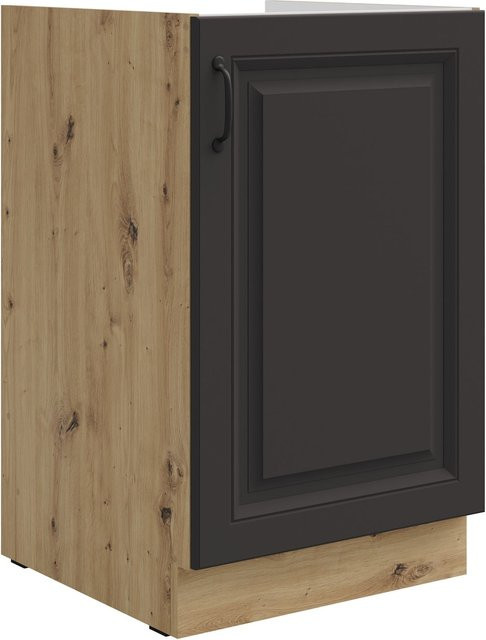 Spülenschrank Stilo Küchenzeile in Grau und Eiche Artisan mit matten Türen, Breite: 50 cm - Bild 1