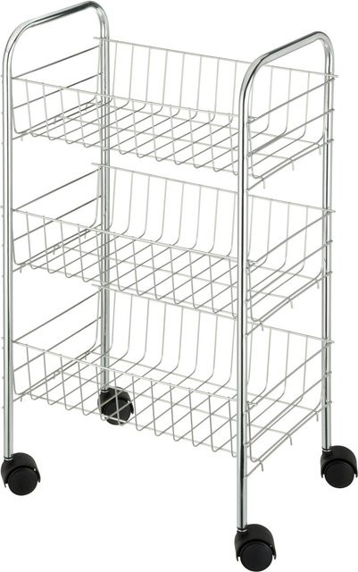 Wenko Rollwagen Florenz in Silber mit 3 Ablagen, B/T/H: 63 x 38 x 25 cm - Bild 1