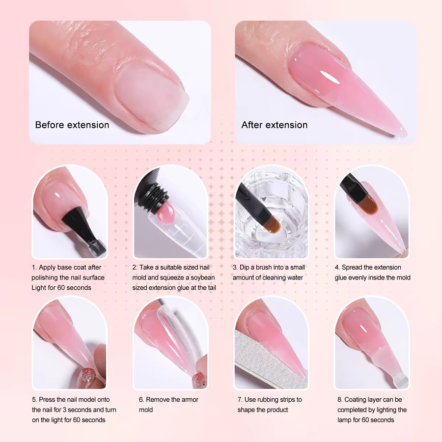 DUOLINGDAI Nagelverlängerungsset, 2-Farben-Polymer-Gel, glänzend - Bild 3