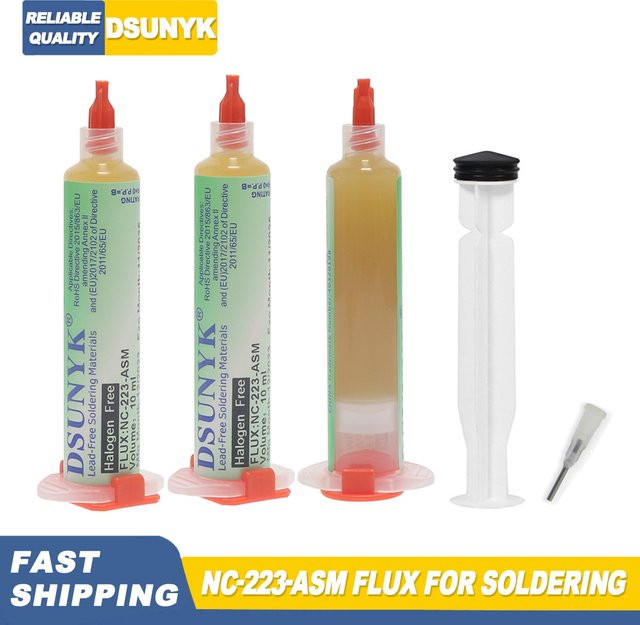 DSUNYK NC-223-ASM No-Clean Flussmittel für BGA PCB und SMD Lötungen, 10cc, transparent - Bild 1