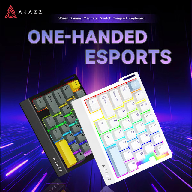 AJAZZ AK029 Mini Gaming Mechanische Einhand-Tastatur mit Hall-Effect Magnetischen Schaltern, 8000Hz Polling Rate, RGB Beleuchtung, 29 Tasten, Schwarz oder Weiß - Bild 1