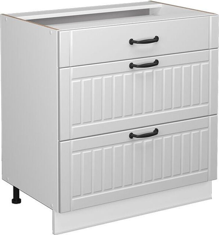 Vicco Küchenunterschrank Fame-line in Weiß Landhaus mit 3 Schubladen, Breite: 80 cm - Bild 1