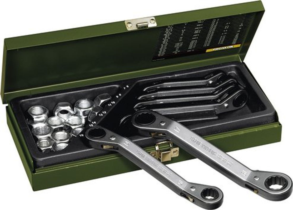 Proxxon Ratschen-Set Industrial 6-teilig aus Chrom-Vanadium in Grün und Silber - Bild 2