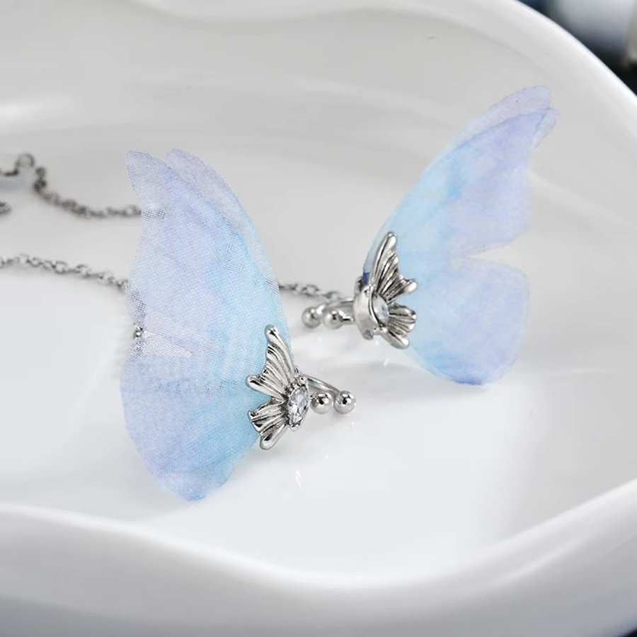 Schmetterling Ohrclip Ketten für Bluetooth Kopfhörer und Airpods Pro 1/2/3 in Blau, 1 Paar Anti-Lost Ohrhaken für Damen und Herren - Bild 3