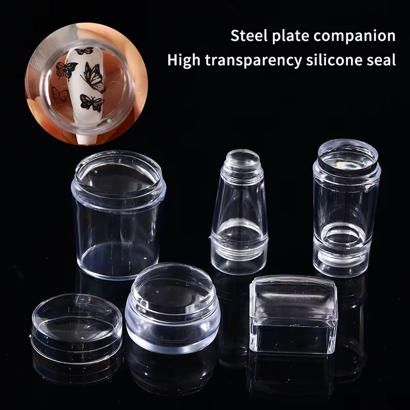 Jiauting Nagelstempel Set, Silikon Stempelplatten und Schaber, Marshmallow Design - Bild 1