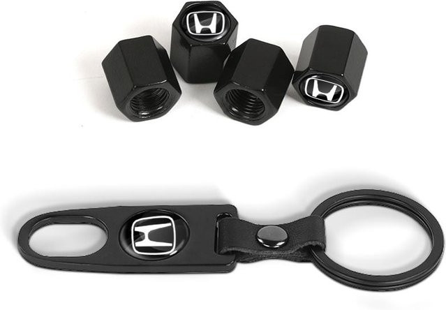 Schlüsselanhänger-Set Honda, Auto-Reifenventilkappen, Schwarz, Unisex - Bild 1