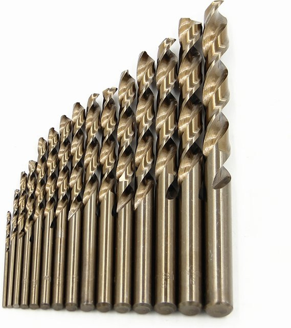 15-teiliges HSS-Cobalt Spiralbohrer-Set in Gold, M35 Kobalt-Stahl mit geradem Schaft, Durchmesser 1,5–10 mm - Bild 1
