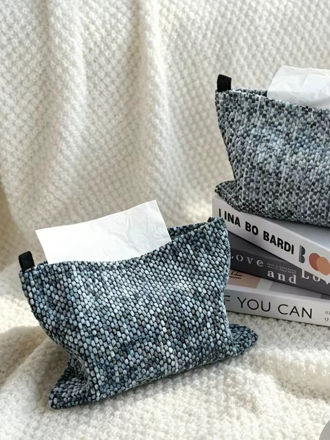 BUYNOW Chenille Taschentuchbox Abdeckung in Weiß als dekorativer Aufbewahrungshalter für das Badezimmer - Bild 6