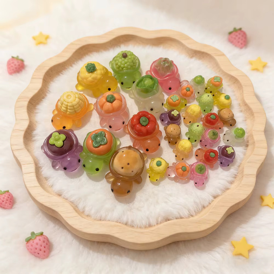 10 Stück leuchtende Cartoon-Schildkröten-Charms aus Harz in Multicolour als DIY-Bastelzubehör für Schreibtisch-Dekoration und Auto-Ornamente - Bild 2