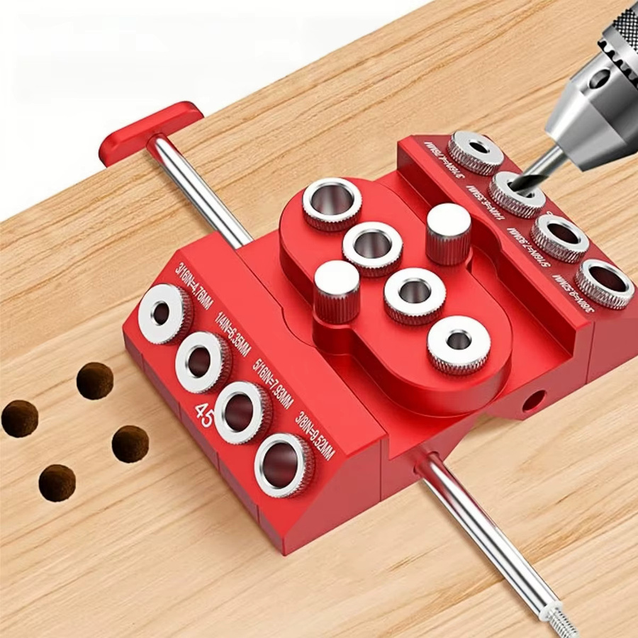 Wnew Selbstzentrierende Dübelvorrichtung aus Aluminiumlegierung mit Positionierungsstange für Kabelgeländer und Holzbearbeitung - Bild 3