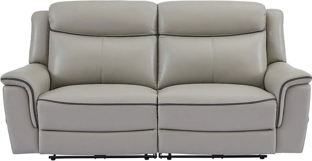 Vente-unique Relaxsofa Adelio in Lichtgrau mit Lederbezug und elektrischer Sitzverstellung Breite: 210 cm - Bild 1