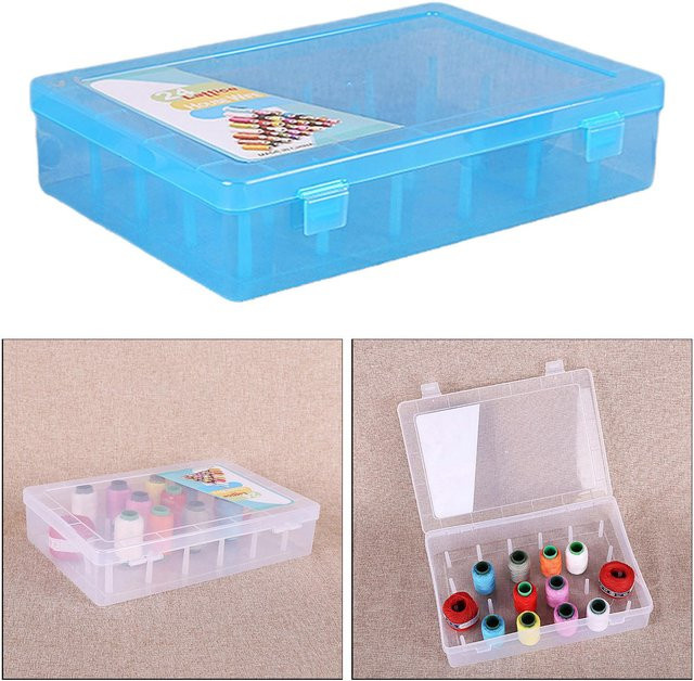 Kesoto Bastelorganizer mit 42 Fächern als robuste Aufbewahrungsbox für Nähgarn und Spulen, Staubdichter Spulenhalter aus Kunststoff, Breite: 23,7 cm, Tiefe: 13,7 cm, Höhe: 6,6 cm - Bild 1
