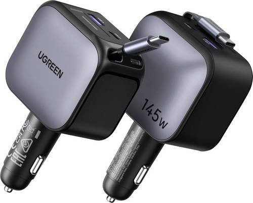 UGREEN Nexode EC604 Auto-Ladegerät 145W mit 2 x USB-C und 1 x USB-A in Schwarz - Bild 2