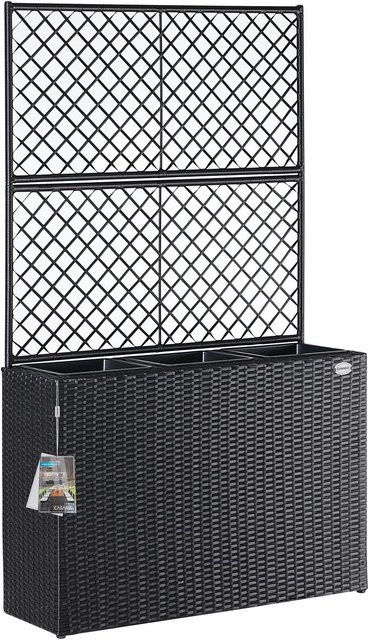 Casaria Polyrattan Blumenkasten mit Rankgitter in Schwarz, B/T/H: 60,0 x 30,5 x 30,5 cm - Bild 1