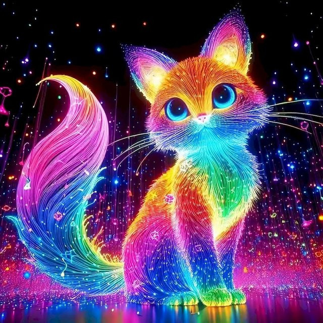 RUOPOTY Diamantmalerei Katze als rundes DIY Mosaik-Bild in Mehrfarbig für die Wanddekoration - Bild 1