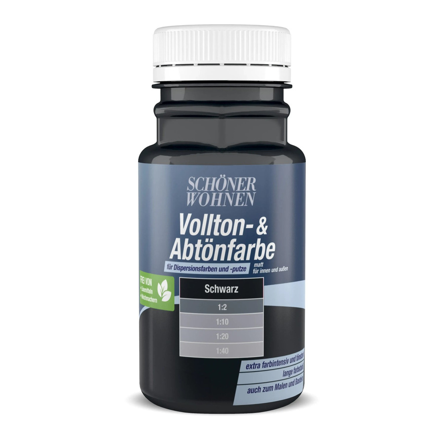 Schöner Wohnen Abtönfarbe Schwarz Matt Wasserbasierte Dispersionsfarbe für Gipskarton 125 ml - Bild 2