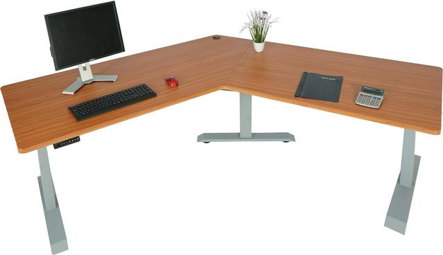 Elektrisch höhenverstellbarer Schreibtisch MCW-D40 Computertisch in Grau und Natur - Bild 1